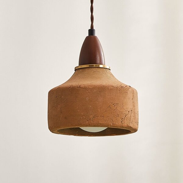 Ceramic Walnut Wood Art Bedroom Pendant Light - 图片 2