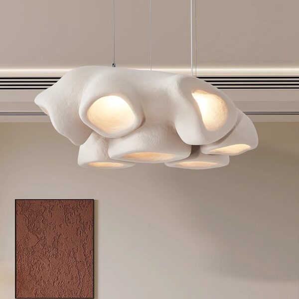 Japanese Living Room Chandelier, Wabi-Sabi Style, High Ceiling - 图片 2
