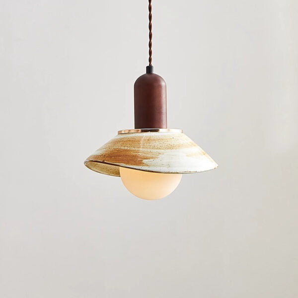 Nordic Minimalist Ceramic Wooden Chandelier - 图片 2