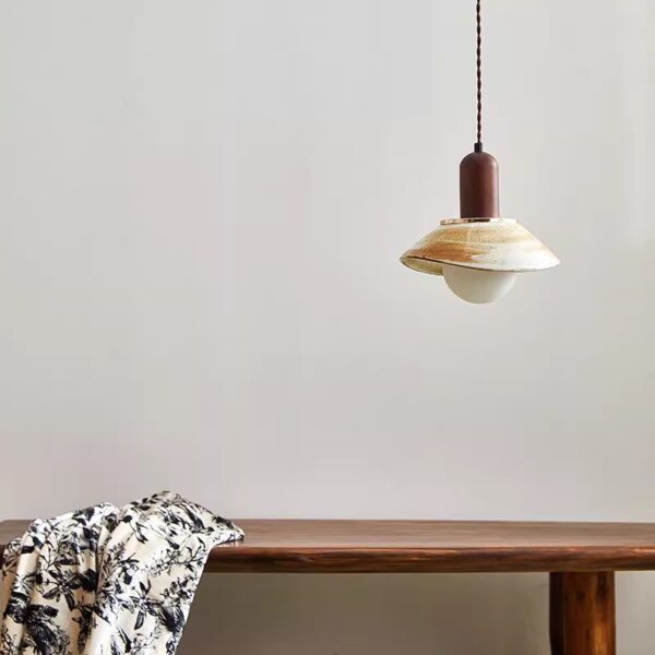 Nordic Minimalist Ceramic Wooden Chandelier - 图片 3