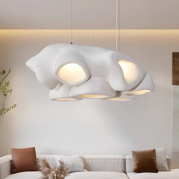 Japanese Living Room Chandelier, Wabi-Sabi Style, High Ceiling - 图片 5