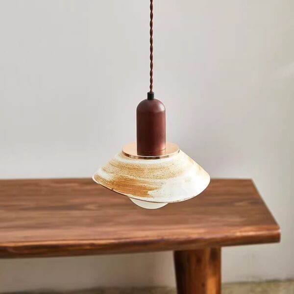 Nordic Minimalist Ceramic Wooden Chandelier - 图片 4
