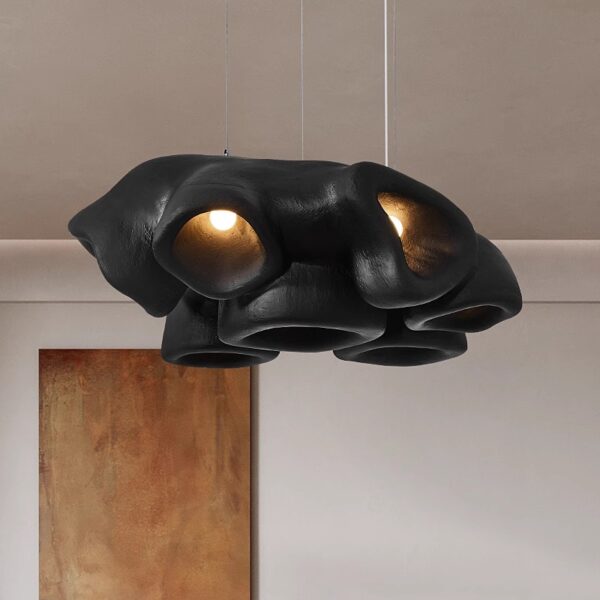 Japanese Living Room Chandelier, Wabi-Sabi Style, High Ceiling - 图片 4