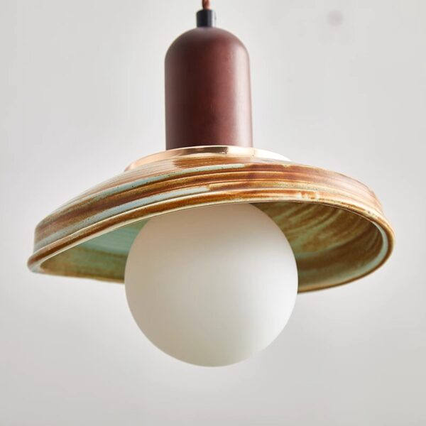Ceramic Wooden Chandelier with Metal Accents - 图片 5