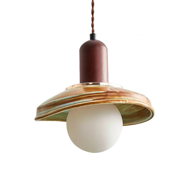 Ceramic Wooden Chandelier with Metal Accents
