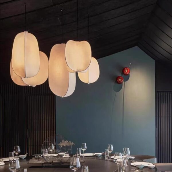 Japanese silk pendant light Lighting Factory Silk Pendant Light - 图片 2