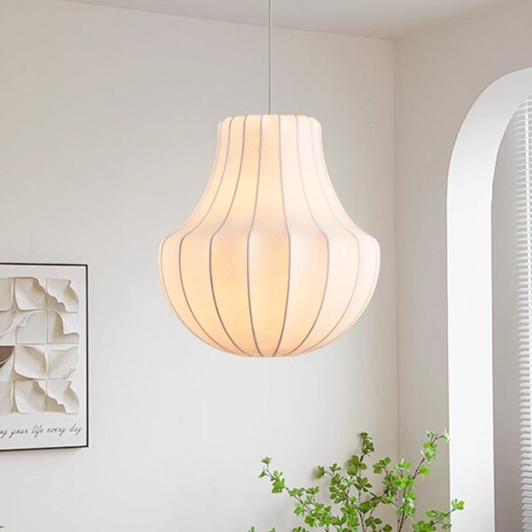 Minimalist LED Ceiling Light Handmade Silk Pendant Light - 图片 2