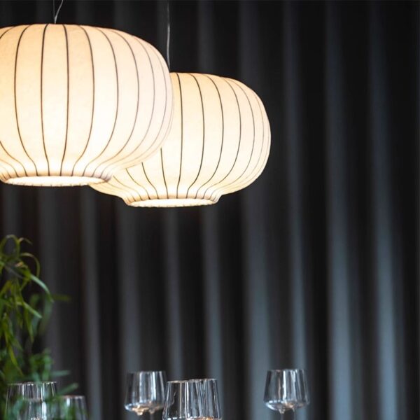 Modern restaurant silk LED pendant light Danish designer pendant light Hotel circular lantern Nordic high-end home decoration - 图片 4