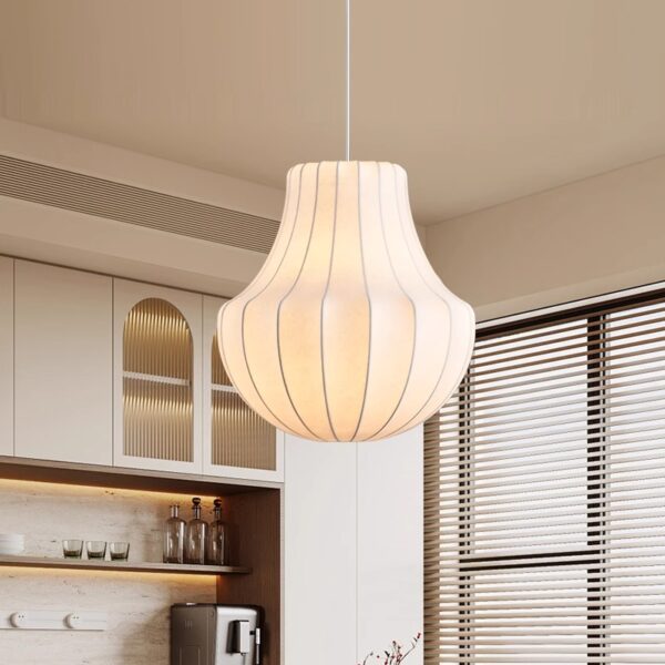 Minimalist LED Ceiling Light Handmade Silk Pendant Light - 图片 3