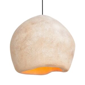Orange and white chandeliers, living room lights, dining room lights.