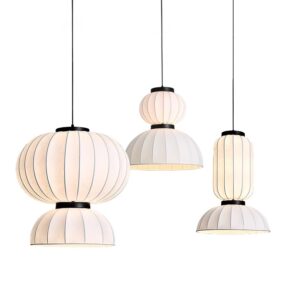 Handmade Japanese Silk Pendant Light Wabi-Sabi Hanging Lamp