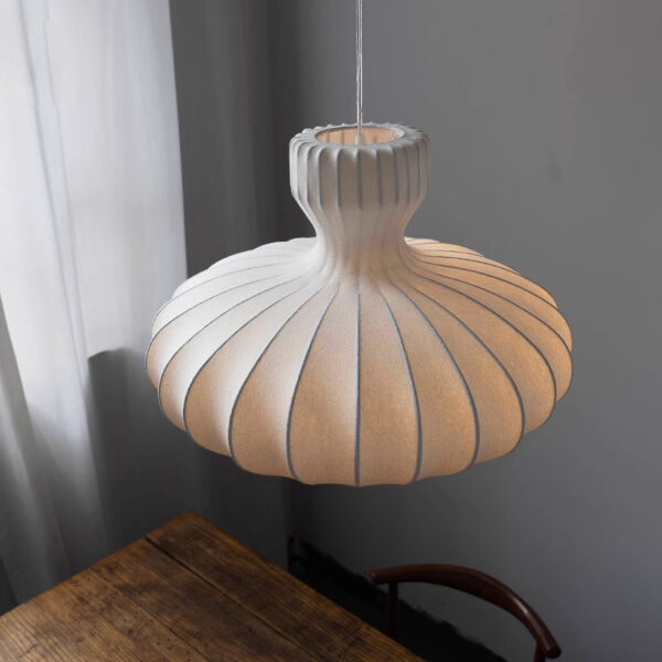 Linen Off White LUNA Light Shade – Linen Pendant Light – Handmade Pendant Light - 图片 2