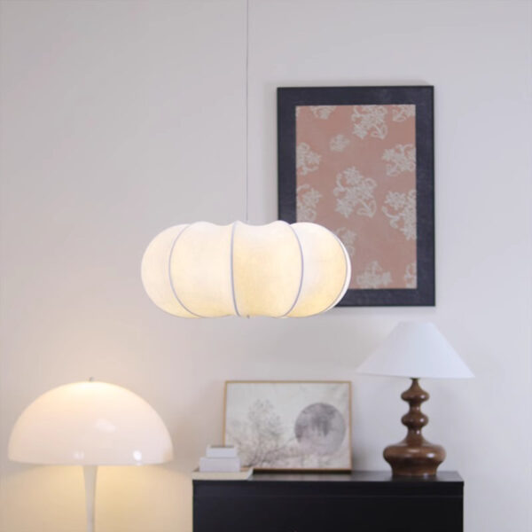 Modern Silk Pendant Light Soft Ambient Lighting Fixture - 图片 3