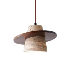 Nordic Vintage Yellow Travertine Pendant Light, Natural Stone Dining Lamp, Living Room & Foyer Decoration Lamp, Customizable Lighting Source Factor