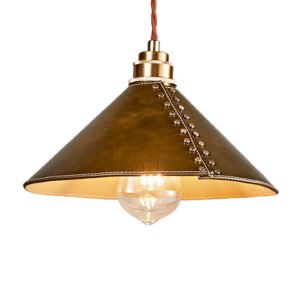 Minimalist Hand-Stitched Leather Pendant Light