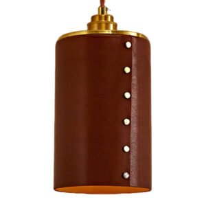Cylindrical Hand-Stitched Leather Pendant Light