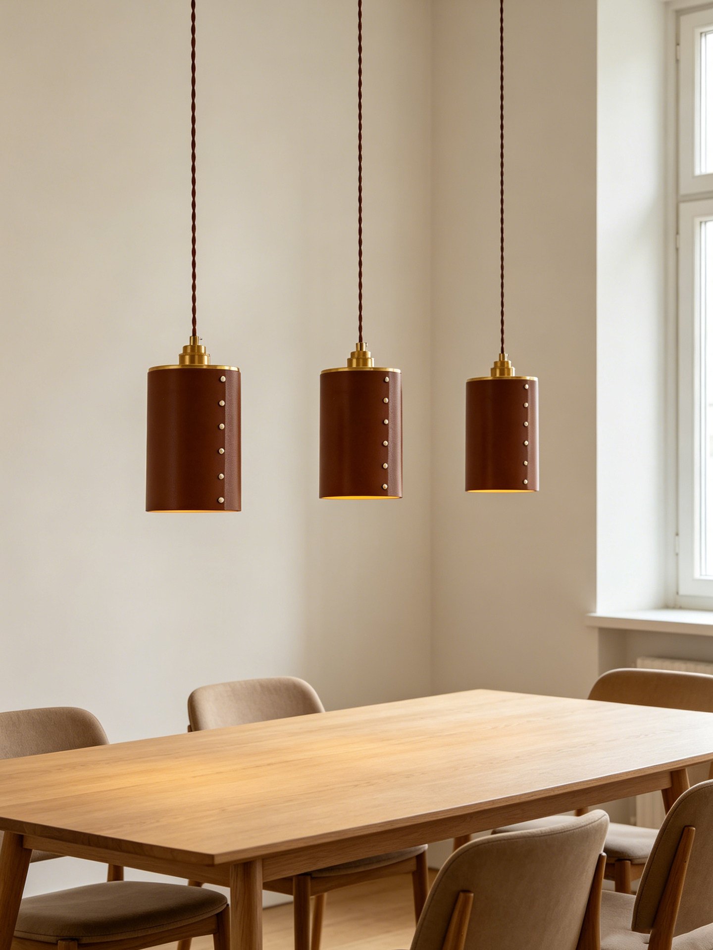 Custom kitchen island pendant lights manufacturer project with decorative leather pendants by OBBAO Lighting