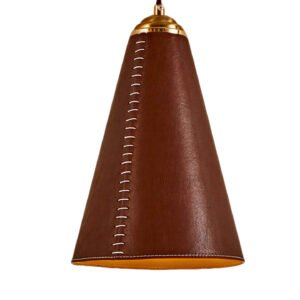 Conical Hand-Stitched Leather Pendant Light