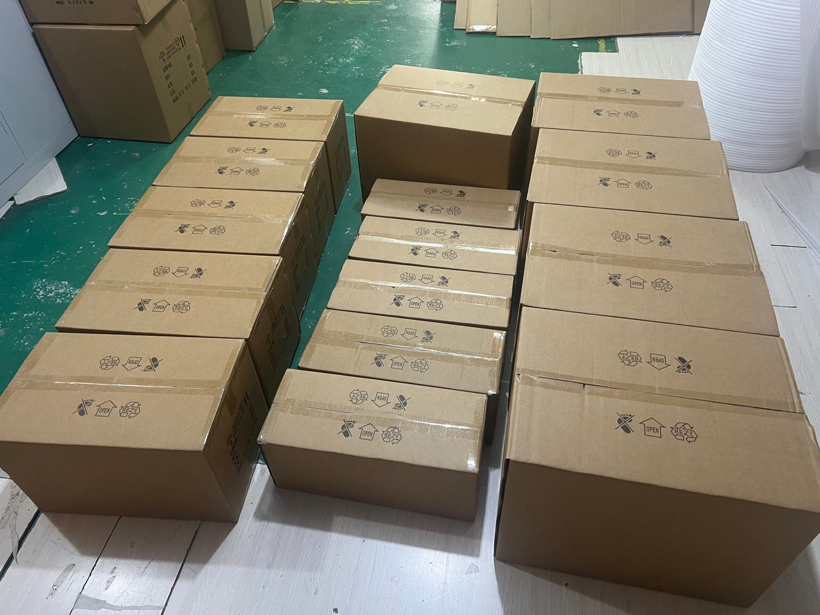 Sample cartons prepared for inspection before shipment