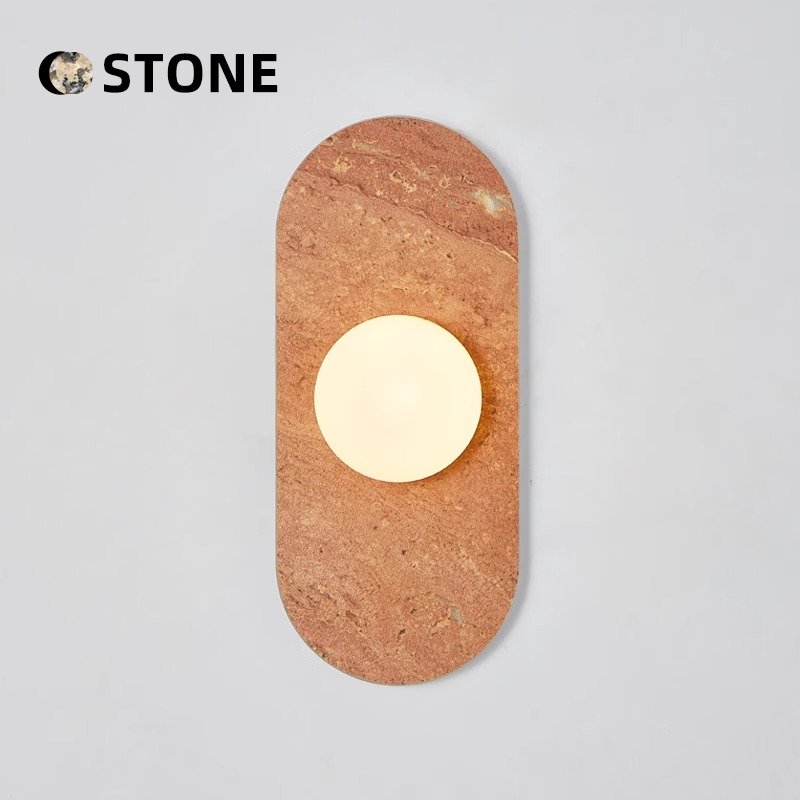Sintered stone decorative wall light sample with curved form