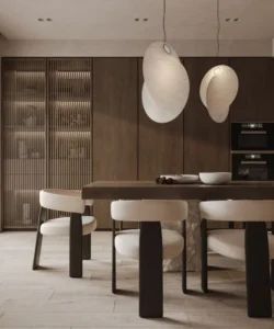 Custom pendant light in fabric for interior custom lighting design