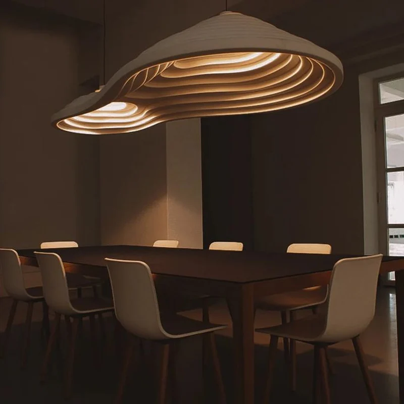 Custom pendant light in fabric for interior custom lighting design