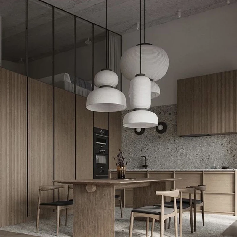 Custom pendant light in fabric for interior custom lighting design