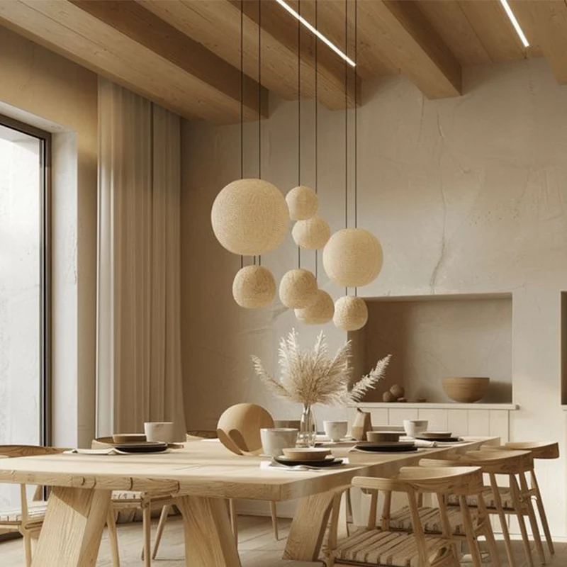 Custom pendant light in fabric for interior custom lighting design