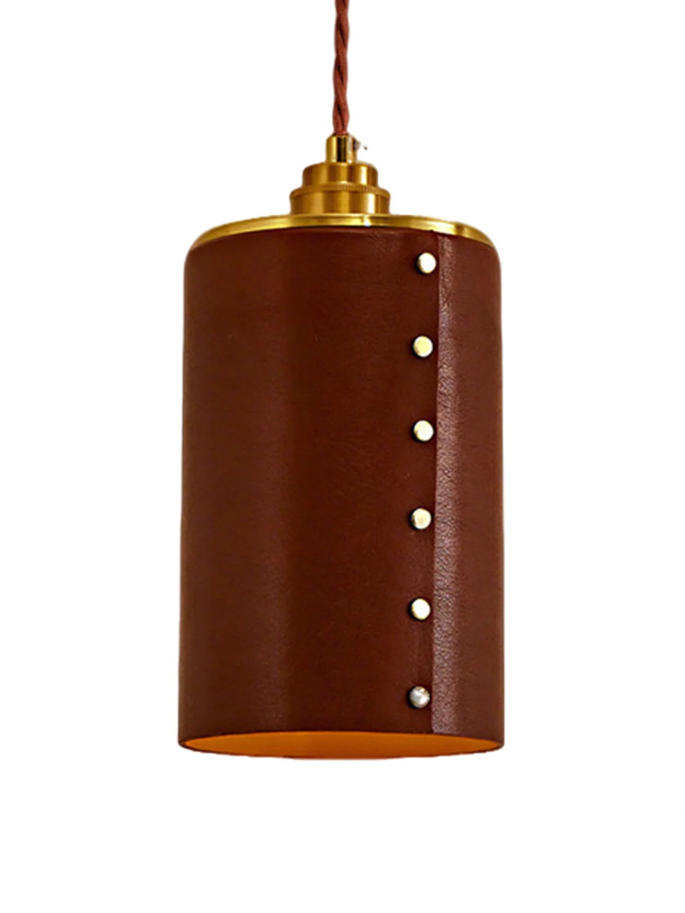 Luxury hotel bar leather pendant in deep brown, offering premium leather lighting for restaurant projects.