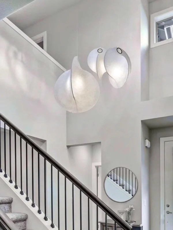 Wabi Sabi pendant light in silk fabric for restaurant custom lighting design